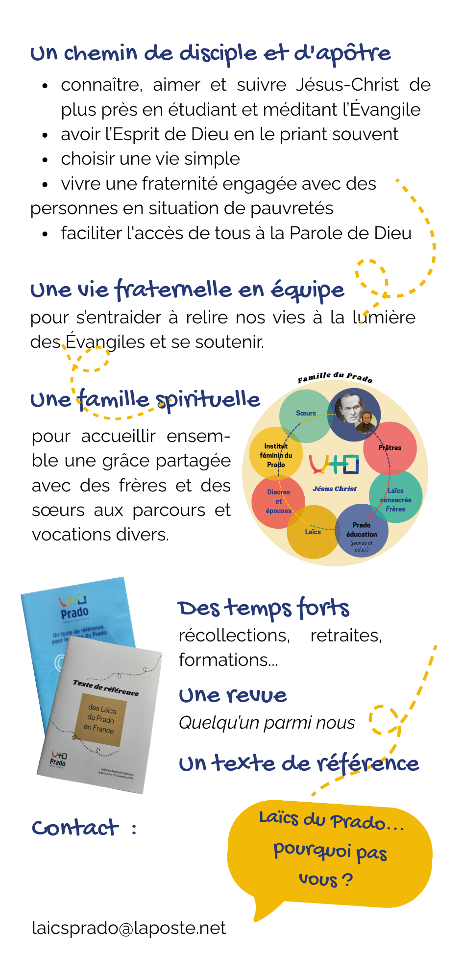 Verso du marque-page des Laïcs du Prado 2026